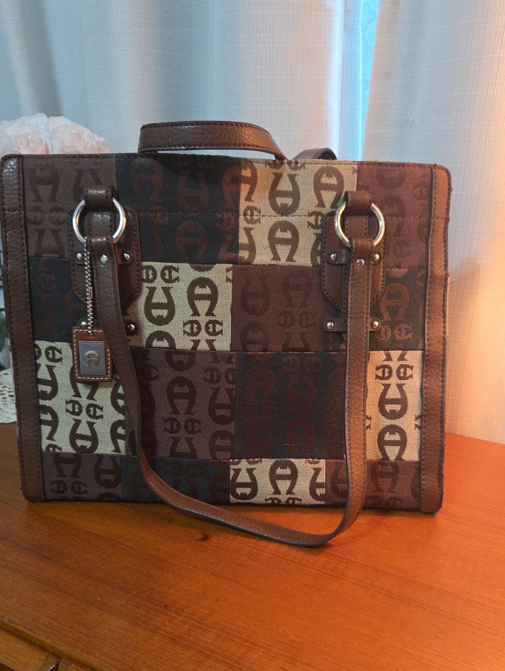 Etienne Aigner Tote Bag ,Purse Brown Patchwork Logo Tote With